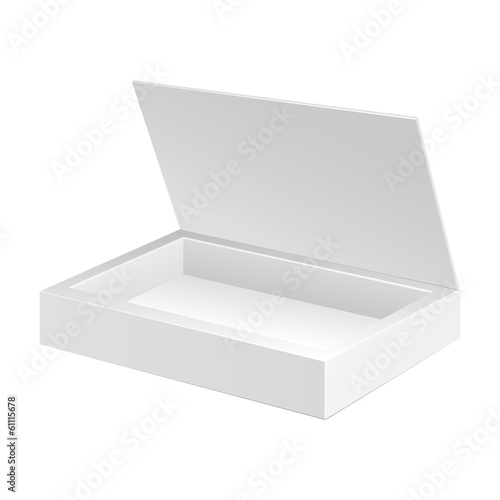 Opened White Cardboard Package Box. Gift Candy