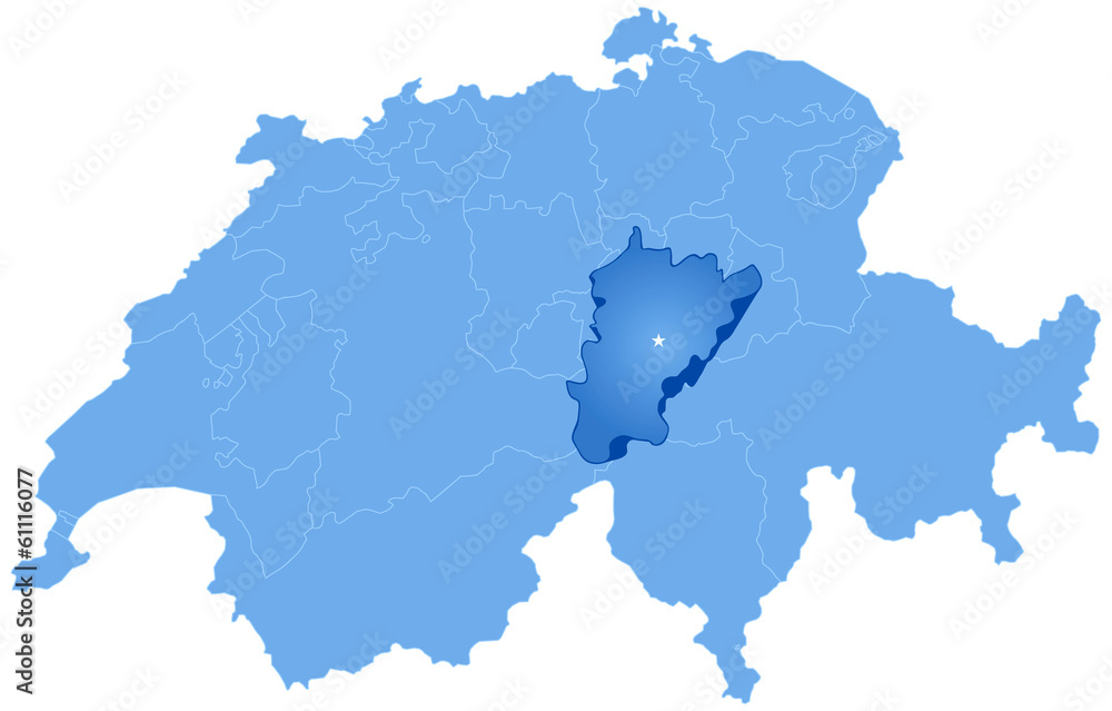 Map of Switzerland where Uri is pulled out
