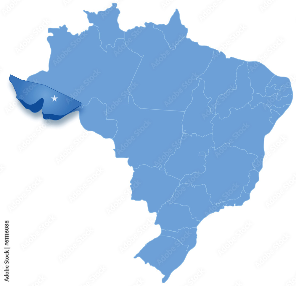 Map of Brazil where Acre is pulled out