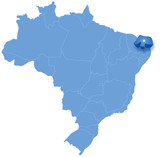 Map of Brazil where Rio Grande do Norte is pulled out