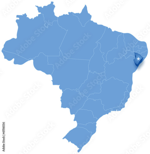 Map of Brazil where Sergipe is pulled out