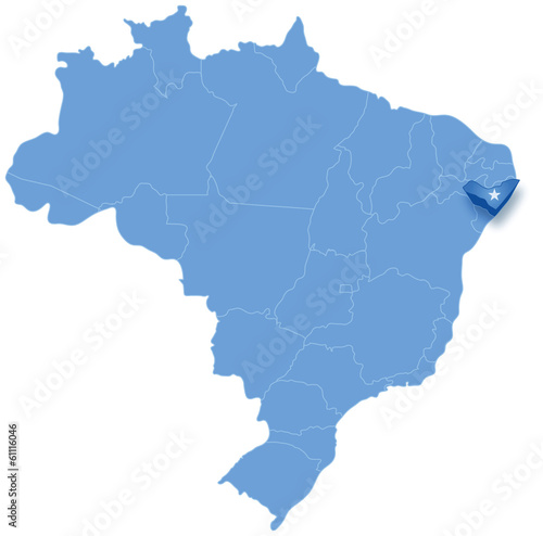 Map of Brazil where Alagoas is pulled out