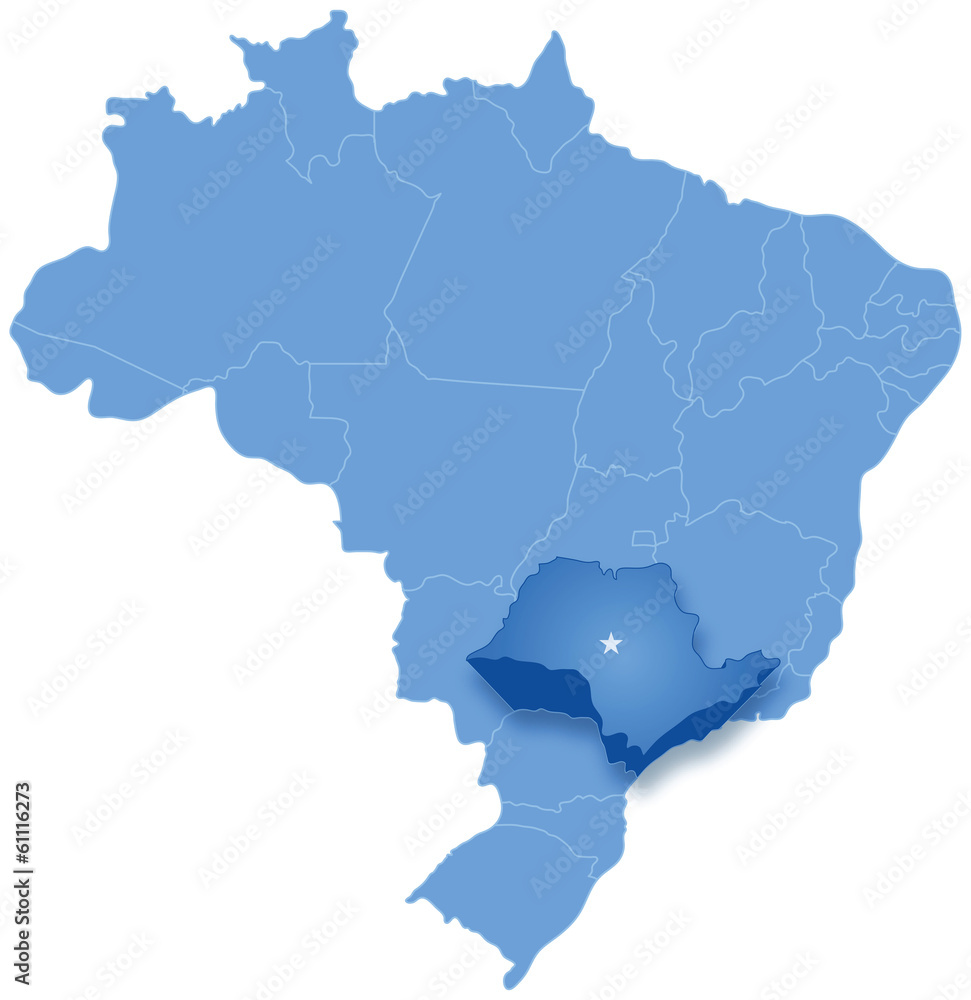 Map of Brazil where Sao Paulo is pulled out