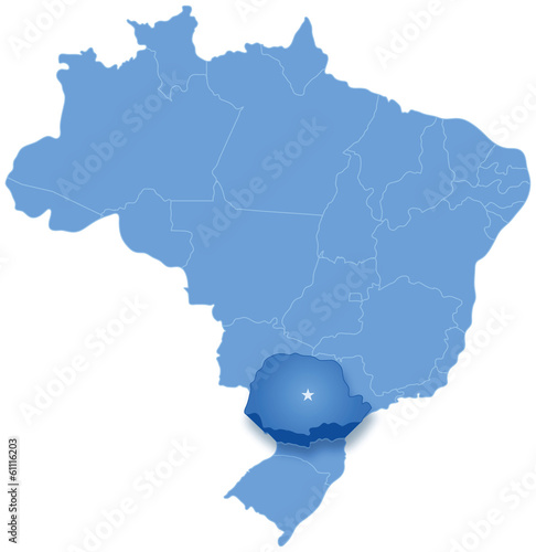 Map of Brazil where Parana is pulled out