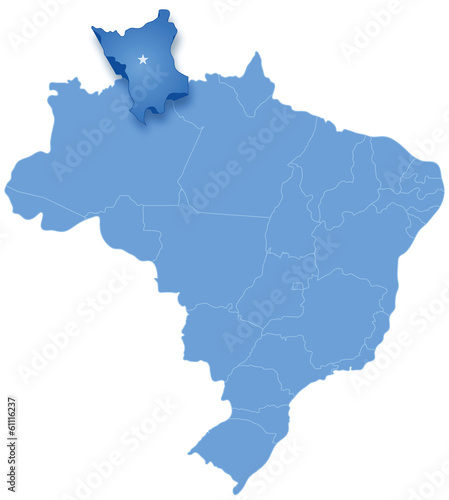 Map of Brazil where Roraima is pulled out