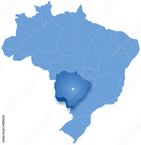 Map of Brazil where Mato Grosso do Sul is pulled out