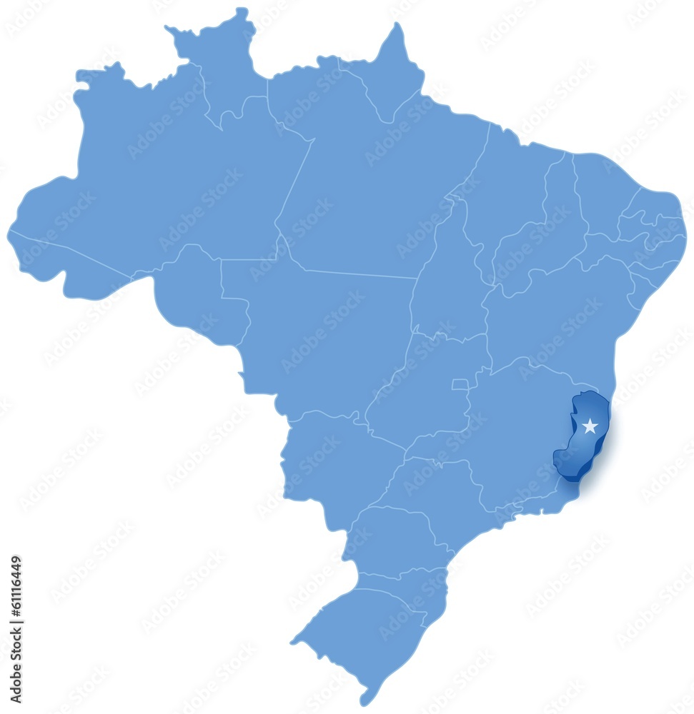 Map of Brazil where Espirito Santo is pulled out