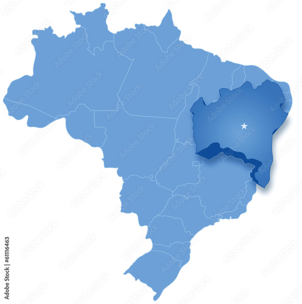 Map of Brazil where Bahia is pulled out