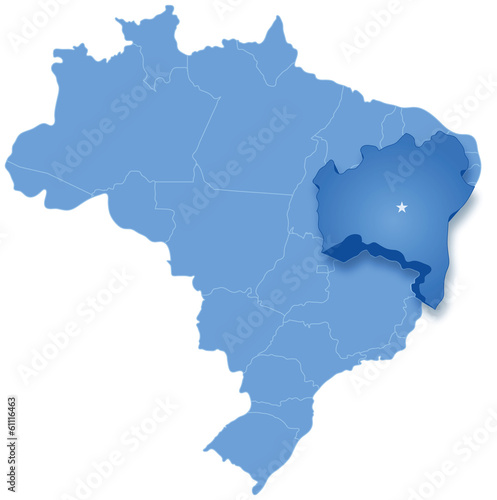 Map of Brazil where Bahia is pulled out