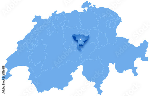 Map of Switzerland where Nidwalden is pulled out