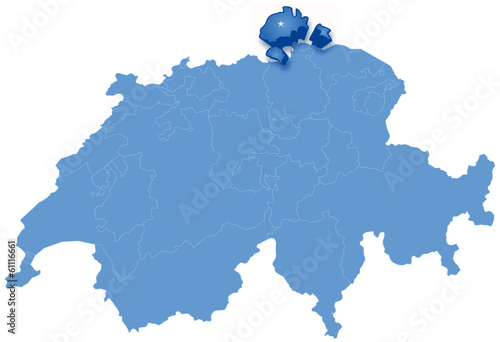 Map of Switzerland where Schaffhausen is pulled out