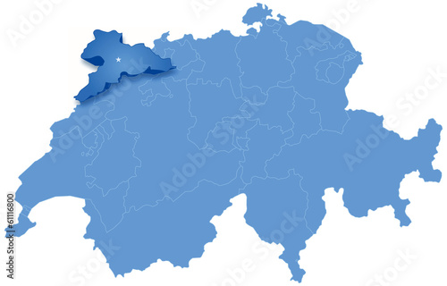 Map of Switzerland where Jura is pulled out