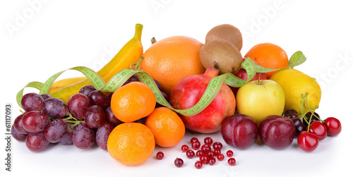 Assortment of exotic fruits isolated on white