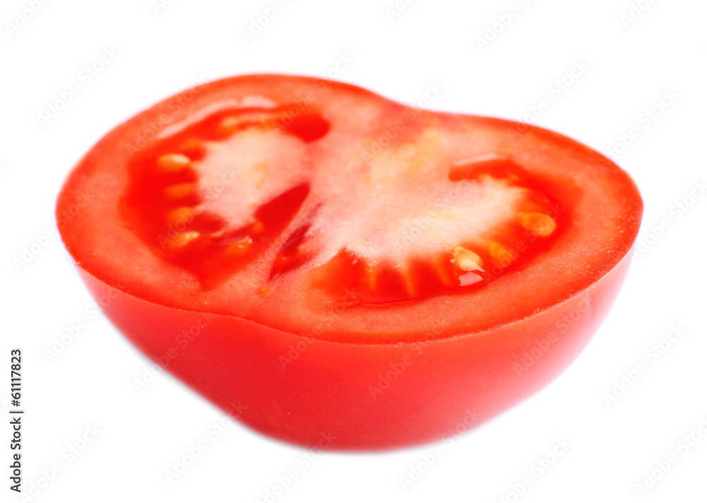 Half of fresh tomato, isolated on white Half of fresh tomato, isolated on white