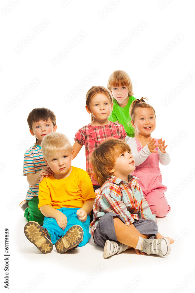 Six kids isolate on white