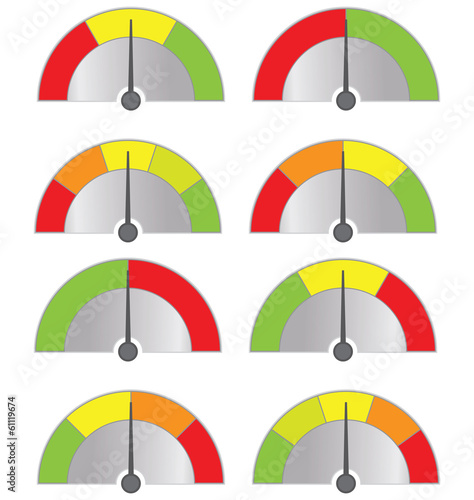 collection of speedometers button isolated on white (vector)