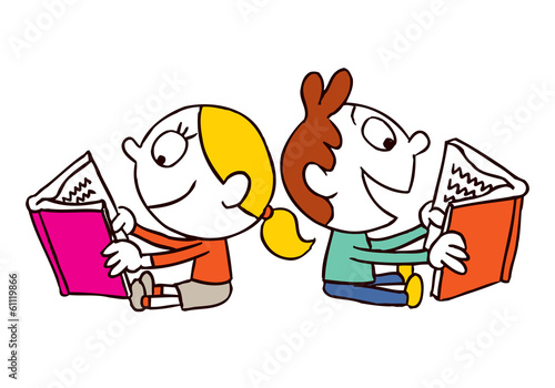 girl and boy reading books