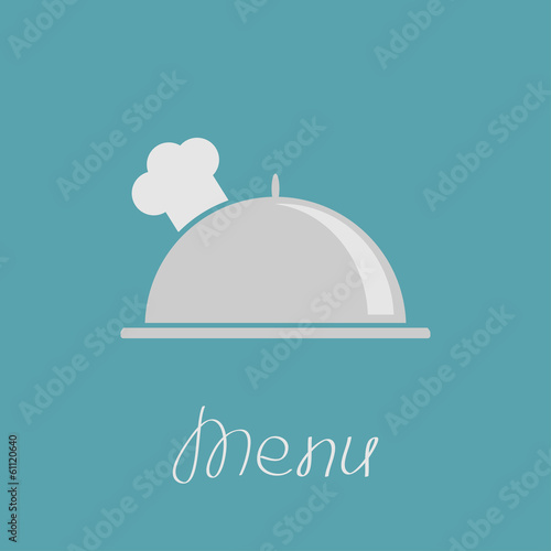 Silver platter cloche and chefs hat.