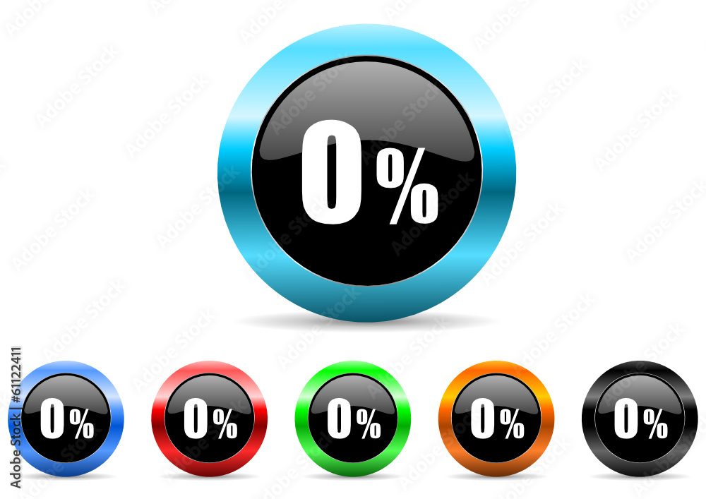 0 percent icon vector set 0 percent icon vector set