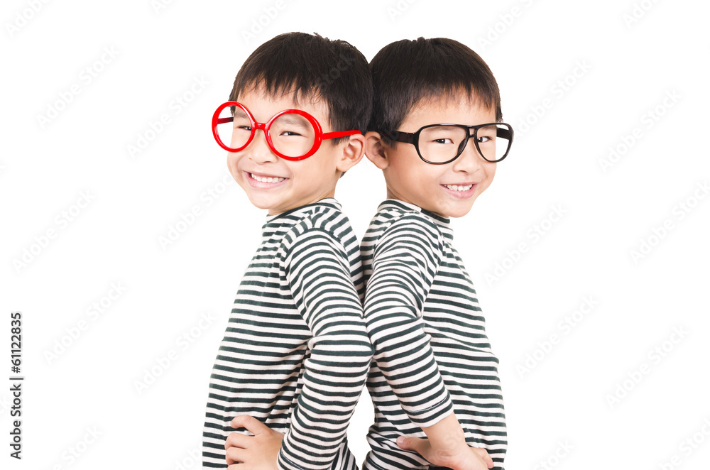 Obraz premium Two brother smiling on white background