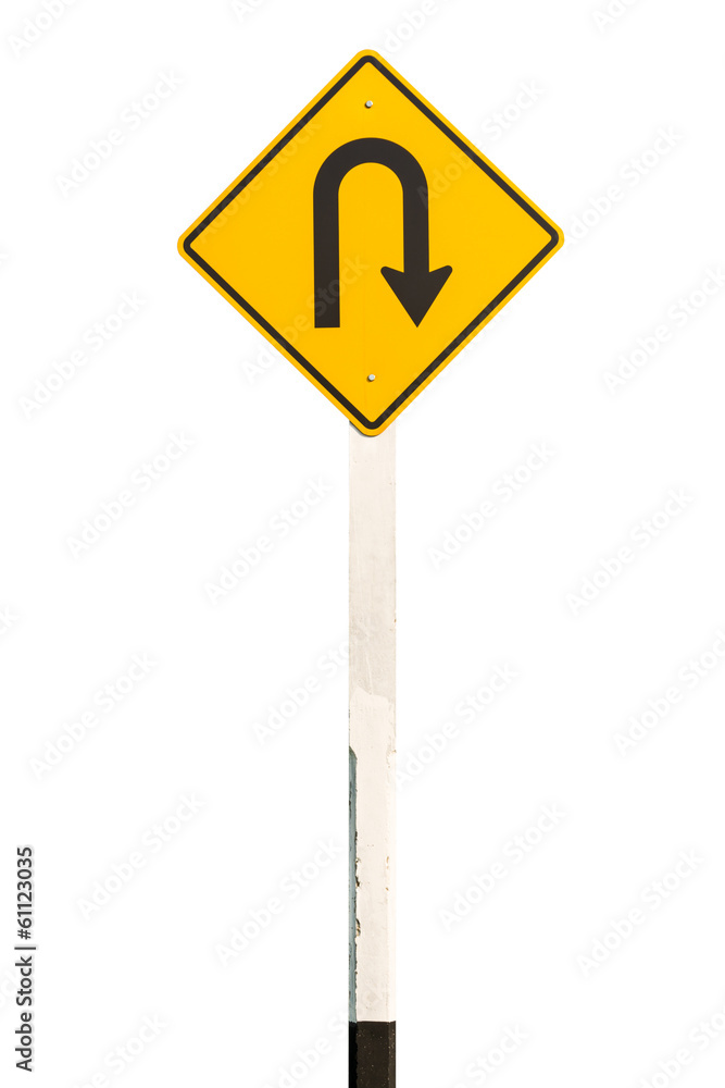 U-turn road sign isolated on white background U-turn road sign isolated on white background