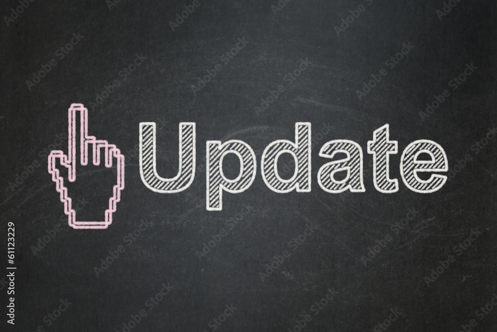 Fototapeta premium Web development concept: Mouse Cursor and Update on chalkboard