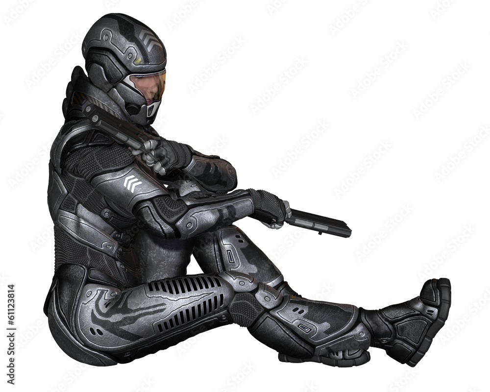 Female Science Fiction Soldier - Sitting Female Science Fiction Soldier - Sitting