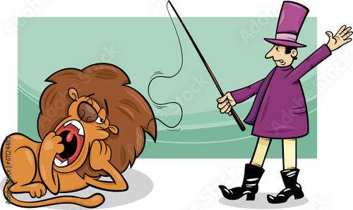 tamer and bored lion cartoon