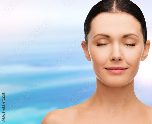 young calm woman with closed eyes