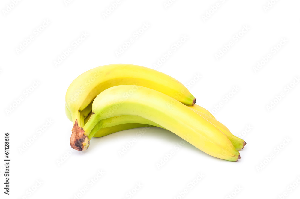 small bunch of fair-trade bananas on white
