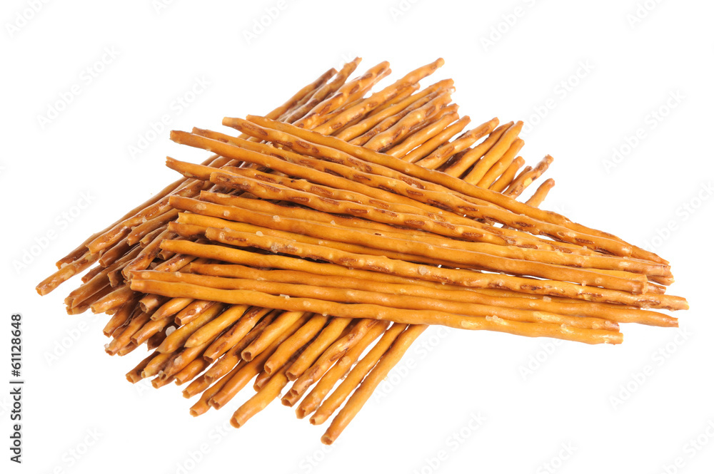 Crispy wheat straw with salt isolated on white Crispy wheat straw with salt isolated on white
