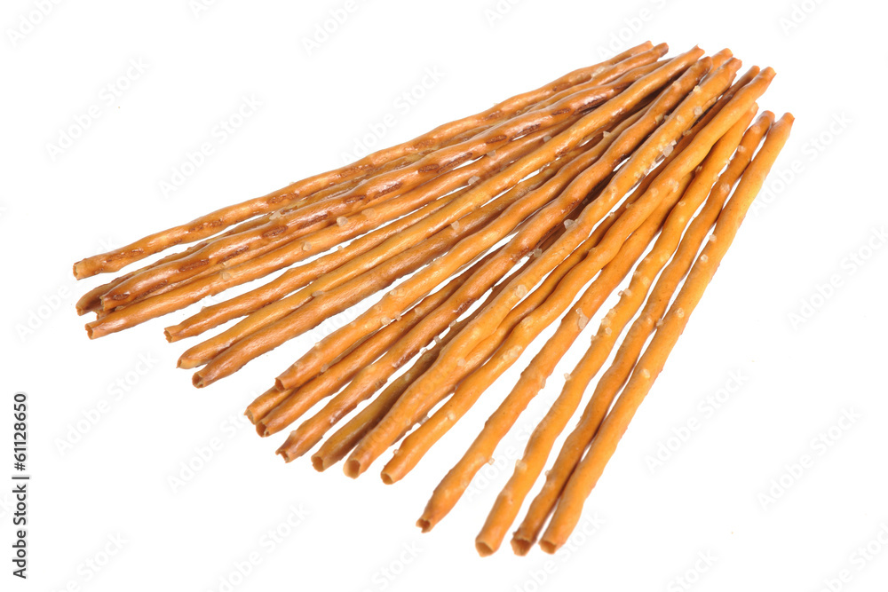 Crispy wheat straw with salt isolated on white Crispy wheat straw with salt isolated on white