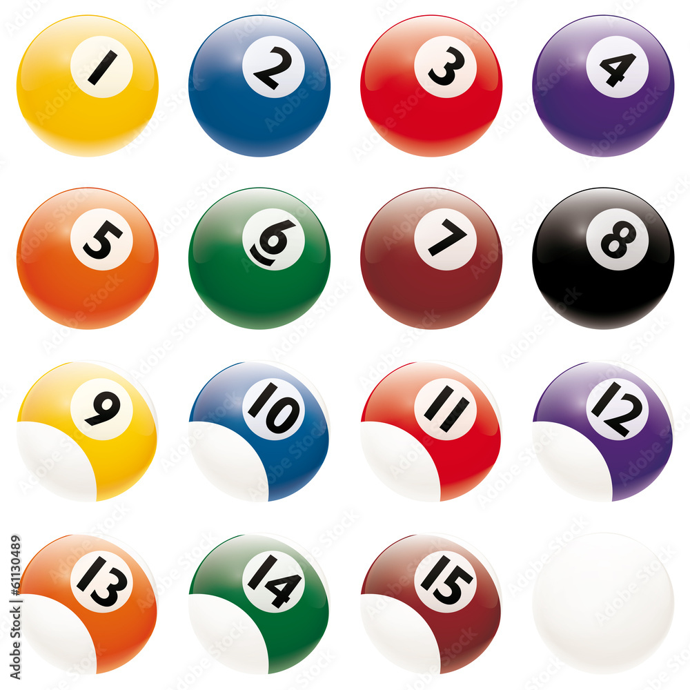 Realistic Billiards Balls vector isolated on white background Realistic Billiards Balls vector isolated on white background