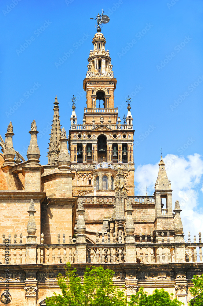 Giralda tower and cathedral in Seville, Andalucia, Spain