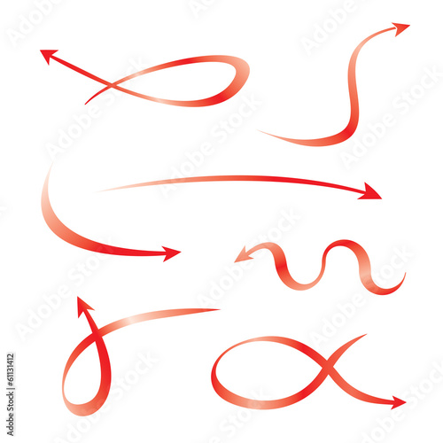set of red curved arrows