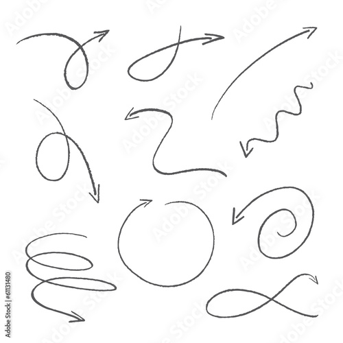 set of black sketch arrows