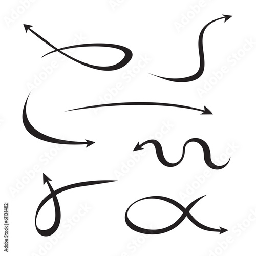 black curved arrows set