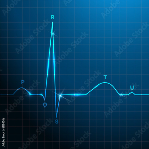 Normal heart rhythm blue background design