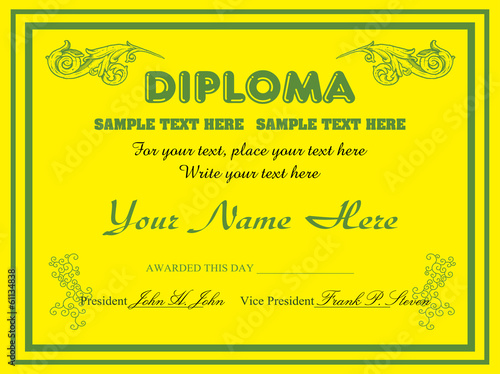 Yellow diploma design