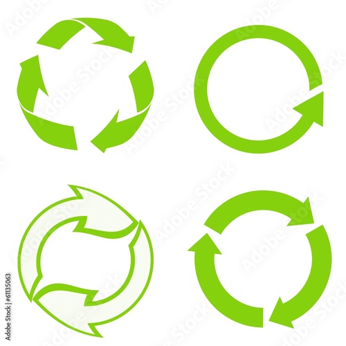 Symbole recyclage en 4 icônes 