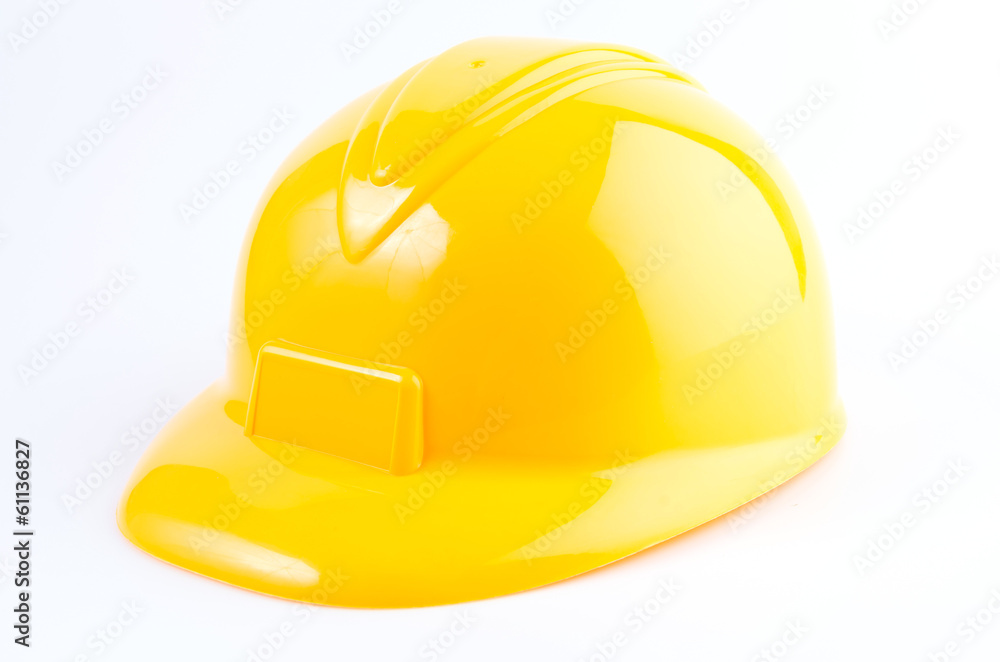 Fototapeta premium Yellow hard hat isolated on white background