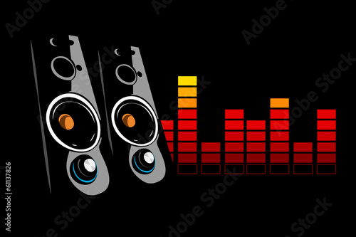 Two audio speakers and equalizer concept.