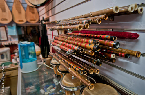 chinese flutes called Dizi and Bawu in music store in Beijing photo