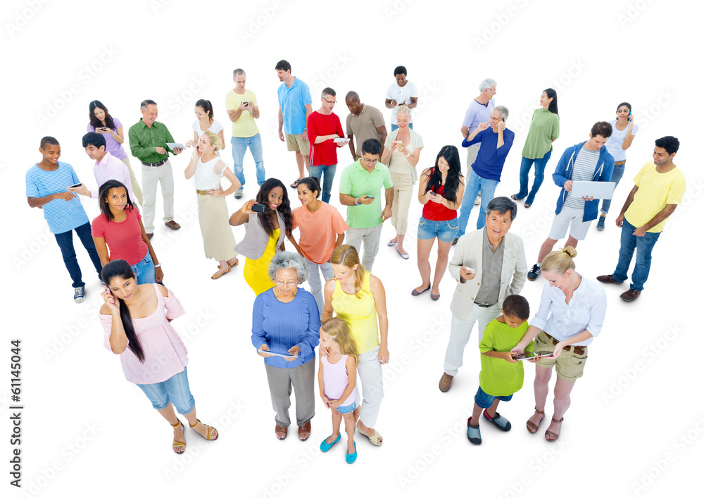 Fototapeta premium Large Group of People Using Communication Devices