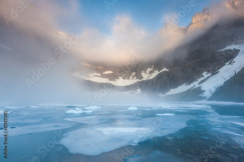 dent fog over iceberg lake  Glacier national park