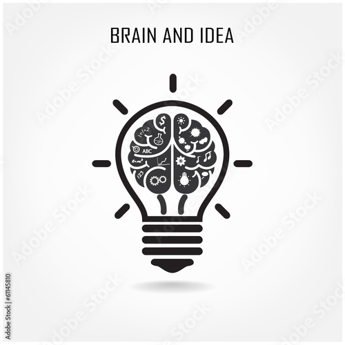 Creative brain and light bulb
