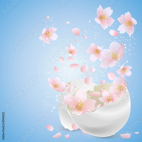 割れた卵から桜　イースター