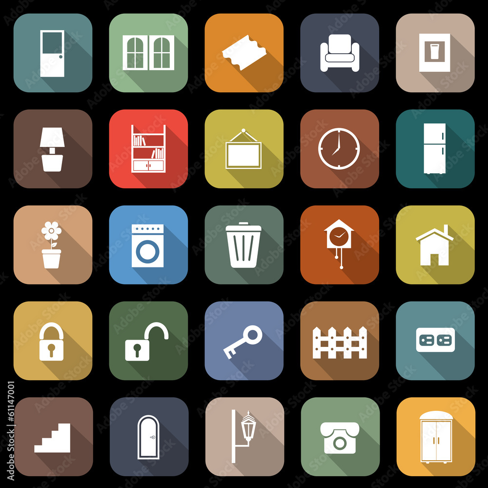House related flat icons with long shadow House related flat icons with long shadow