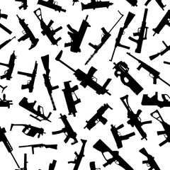 Fototapete Militärmuster Waffen Silhouetten Muster auf Weiß  © alexdemeshko