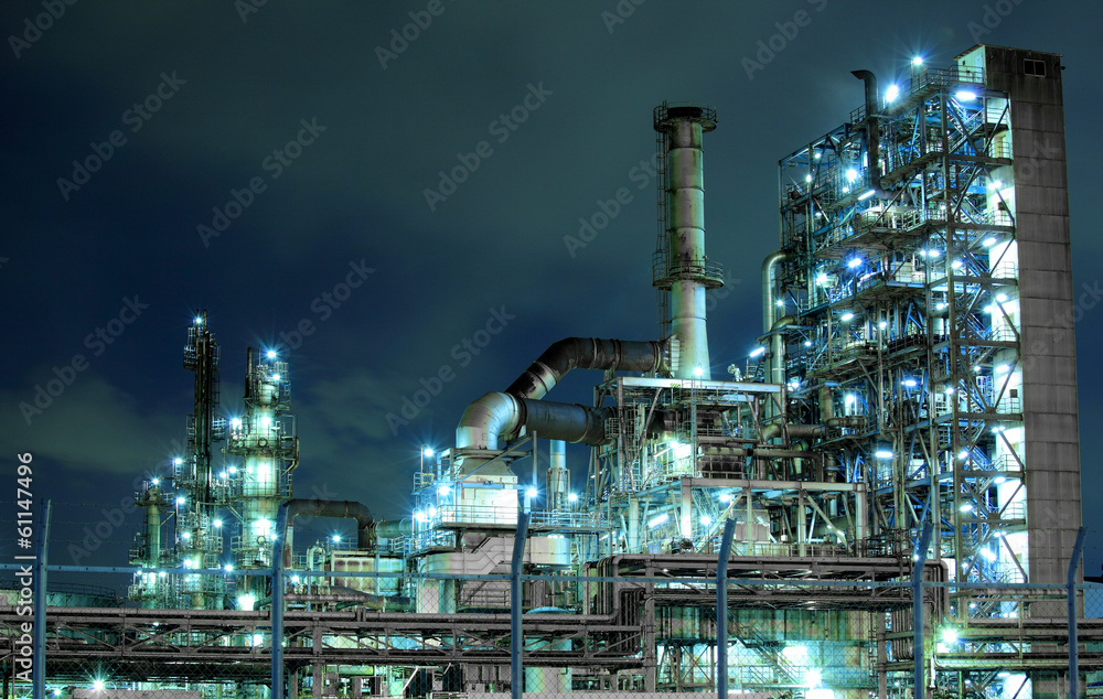 Petrochemical plant at night Petrochemical plant at night
